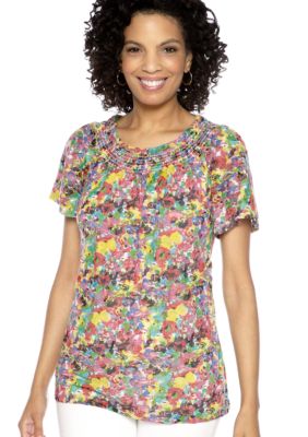Kim Rogers Peasant Burnout Floral Shirt