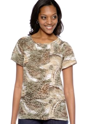 Kim Rogers Short Sleeve Peasant Burnout Swirl
