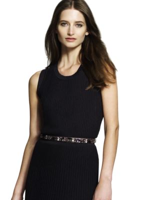 Jones New York Collection Sleeveless Knit Crystal Pleat Shell