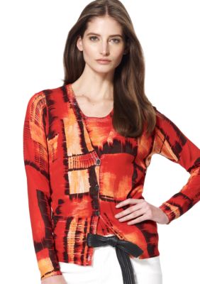 Jones New York Collection Petite Long Sleeve V-Neck Cardigan