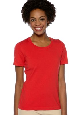 Jones New York Collection Short Sleeve Scoop Neck Sweater Knit Tee