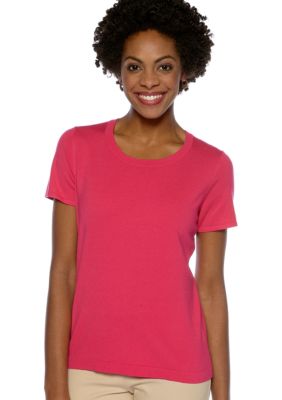Jones New York Collection Short Sleeve Scoop Neck Sweater Knit Tee