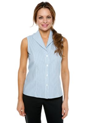 Jones New York Collection Petite Sleeveless Stripe Blouse