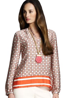 Jones New York Collection Petite Long Sleeve Jewel Neck Tunic
