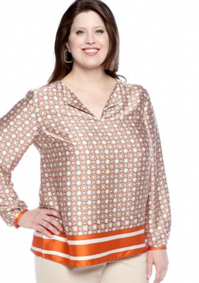 Jones New York Collection Plus Size Long Sleeve Jewel Neck Tunic