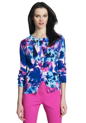 Jones New York Collection Petite Long Sleeve Floral Print Cardigan