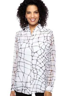 Jones New York Collection Long Sleeve Button Front Blouse