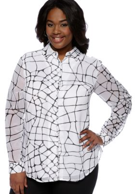 Jones New York Collection Plus Size Long Sleeve Blouse