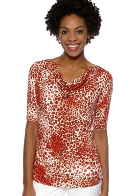 Jones New York Collection Elbow Sleeve Top With Cowl Neckline