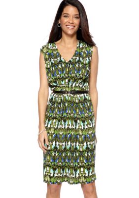 Jones New York Collection Pleated Dress With Belt