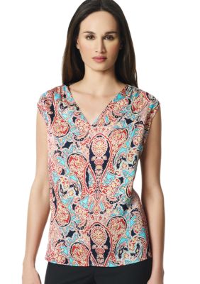 Jones New York Collection Sleeveless Pleated Front Top