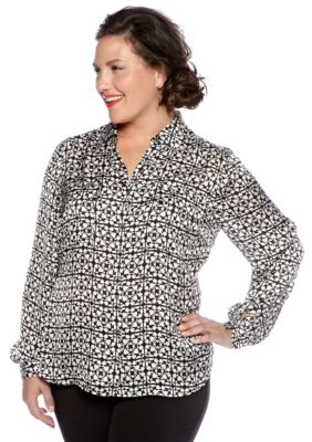 Jones New York Collection Plus Size Long Sleeve Blouse