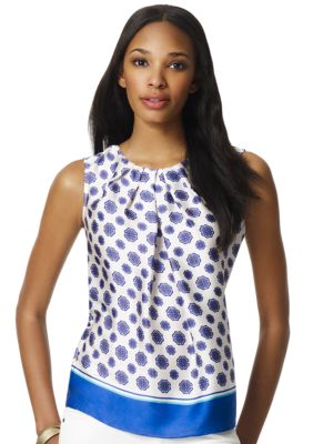 Jones New York Collection Pleated Neck Shell