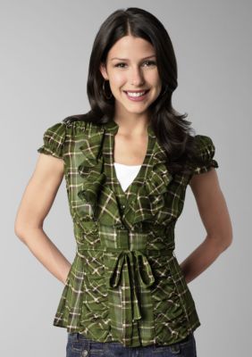 XOXO Plaid Ruffle Top