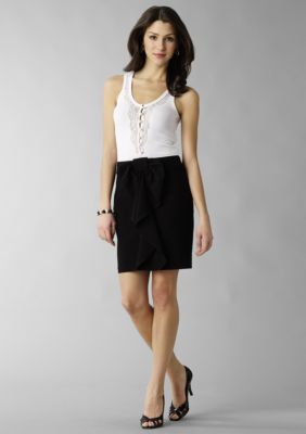 XOXO Lace Tank and Bow Front Skirt Dress