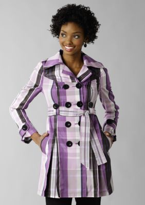 XOXO Plaid Belted Trench Coat
