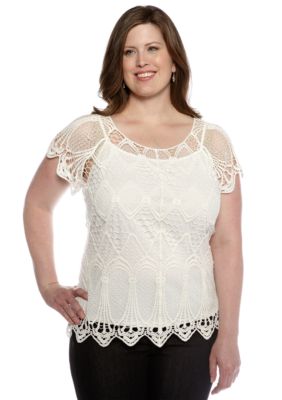 Madison Plus Size Short Sleeve Lace Top