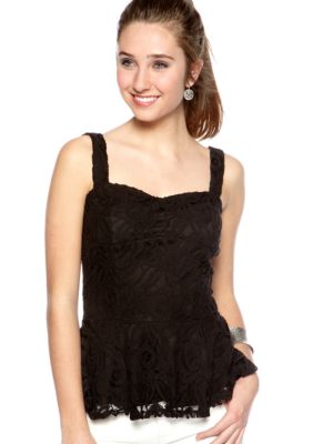 A Byer Sleeveless Lace Peplum Top