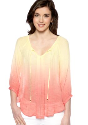 A Byer Three Quarter Sleeve Ombre Gauze