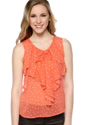 A Byer Sleeveless Dot Bow Top
