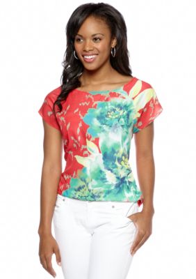 A Byer Placement Floral High Low Tee