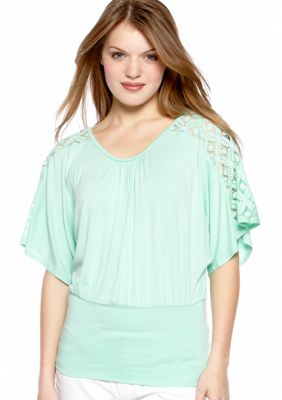 A Byer Crochet Sleeve Dolman Top