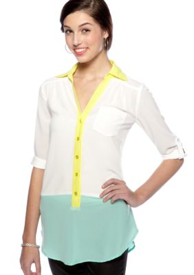A Byer Three Quarter Color Block Tunic