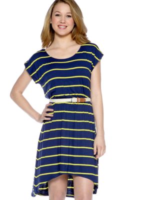 A Byer Short Sleeve Stripe Tee Dress