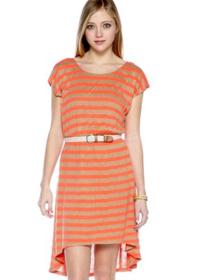 A Byer Short Sleeve Stripe Tee Dress
