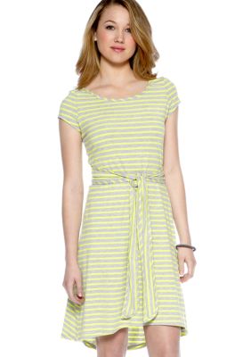 A Byer Short Sleeve Stripe Wrap Tee Dress