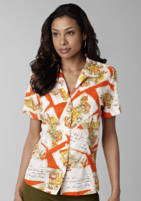 Jones New York Sport Printed Faux Roll Sleeve Blouse