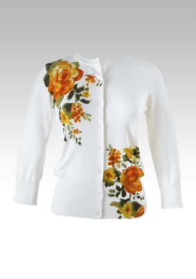 Jones New York Sport 3/4 Sleeve Button Front Cardigan