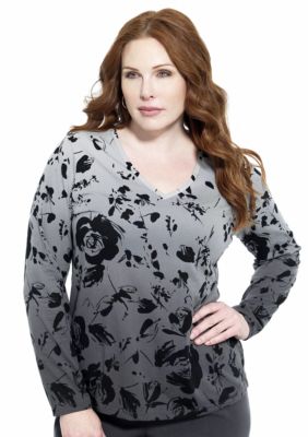 Jones New York Sport Plus Size Printed V-Neck Tee