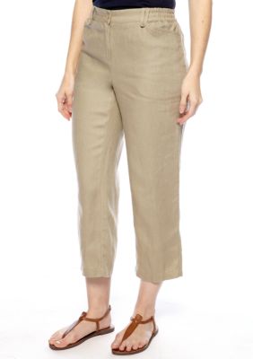 Jones New York Sport Petite Flat Front Linen Pant