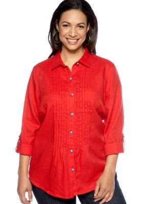 Jones New York Sport Plus Size Pleated Roll Cuff Shirt