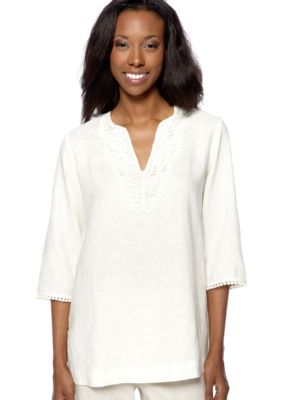 Jones New York Sport Petite Embellished Neckline Tunic