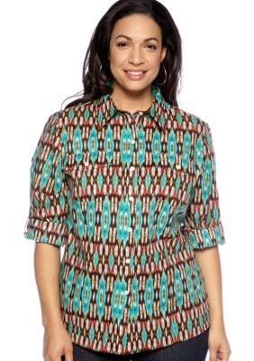 Jones New York Sport Plus Size Fitted Camp Shirt