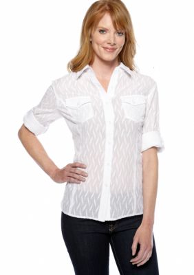 Jones New York Sport Fitted Blouse with Pockets