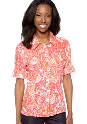 Jones New York Sport Fitted Roll Sleeve Top