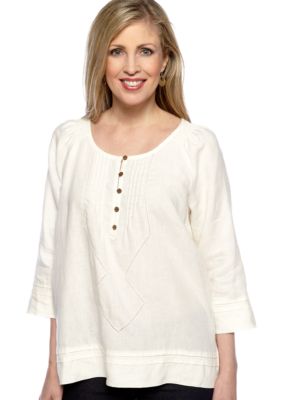 Jones New York Sport Pleated Linen Blouse