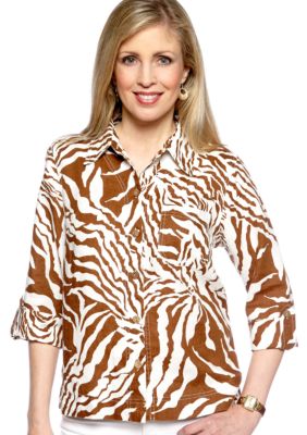 Jones New York Sport Plus Size Faux Roll Sleeve Shirt