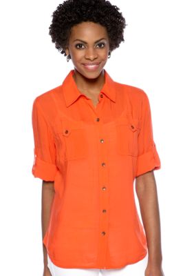 Jones New York Sport Utility Roll Sleeve Shirt