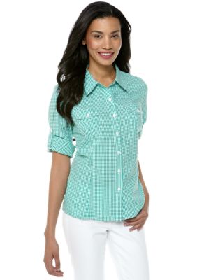 Jones New York Sport Gingham Check Woven Shirt
