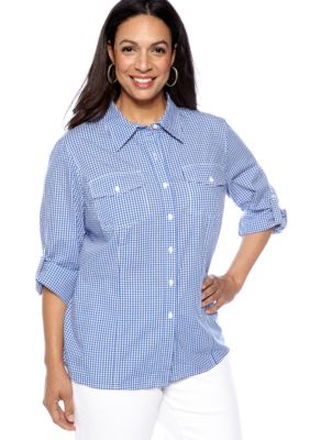 Jones New York Sport Plus Size Gingham Check Shirt