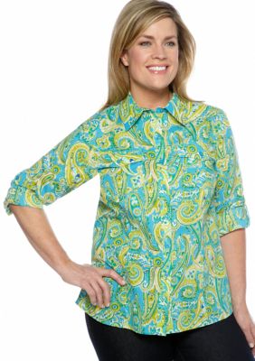 Jones New York Sport Plus Size Long Sleeve Woven Shirt
