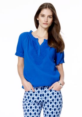 Jones New York Sport Raglan Top With Embroidery
