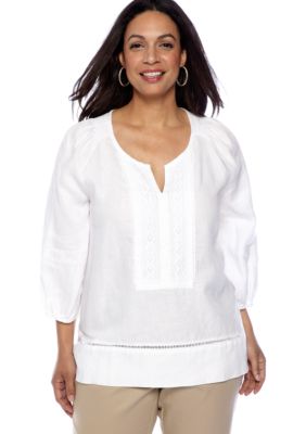 Jones New York Collection Plus Size Tunic With Crochet Trim