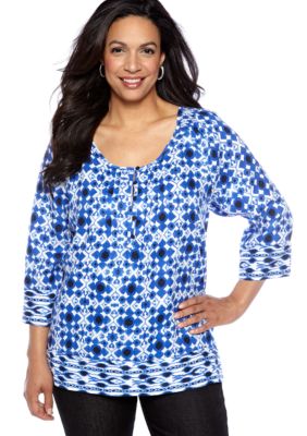 Jones New York Sport Plus Size Printed Linen Tunic