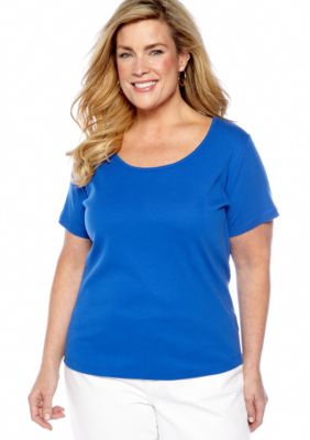 Jones New York Sport Plus Size Solid Scoop Neck Tee