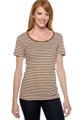 Jones New York Sport Striped Scoop Neck Top
